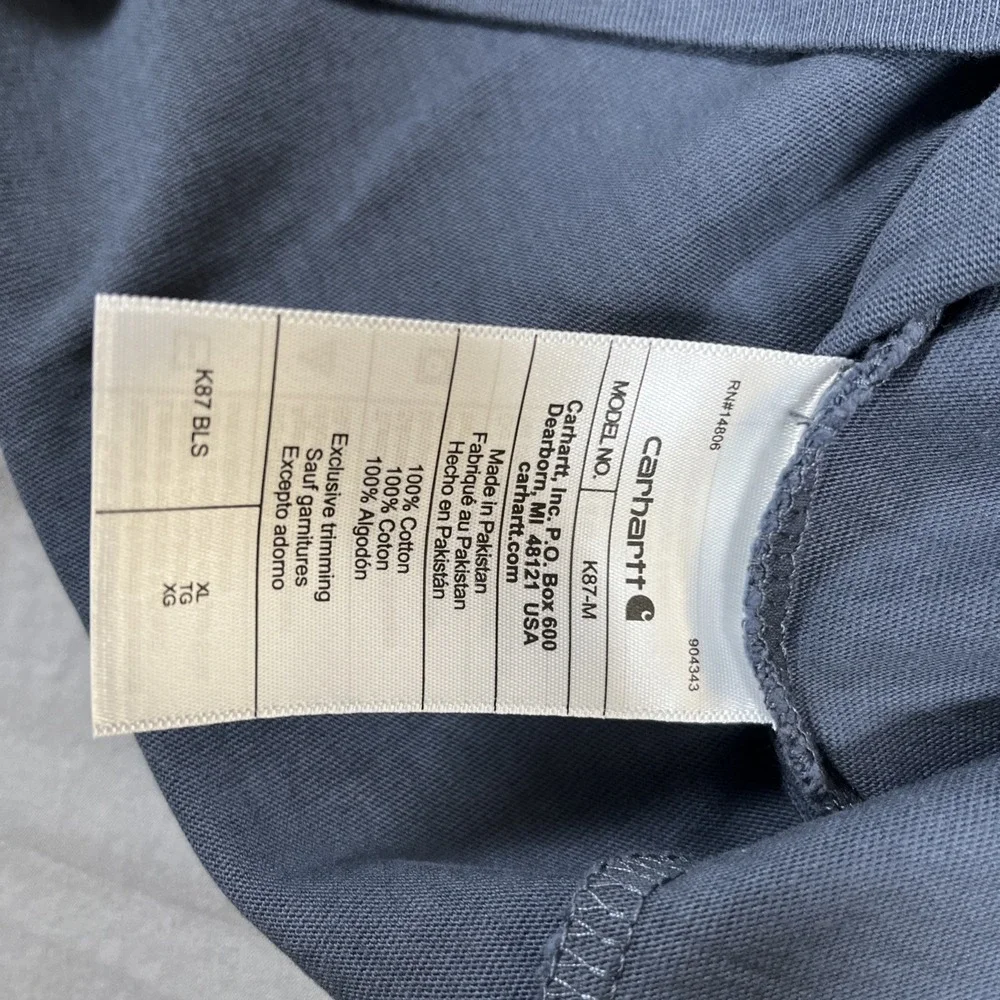 Carhartt K87‎ Mens T-Shirt XL Loose Fit Pocket Short Sleeve Heather Bluestone